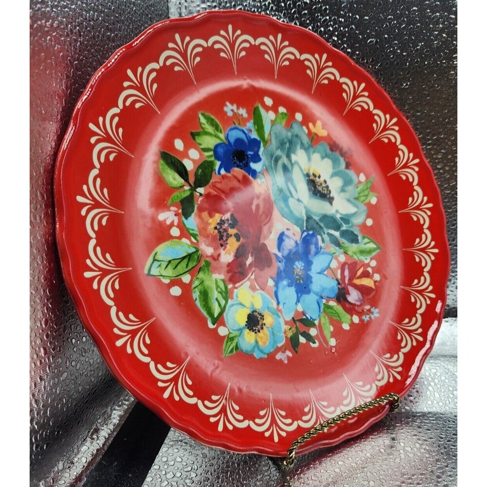 The Pioneer Woman Melody Red Floral Dessert/Salad/Small Plate (Set of 5) 8.5" - Picture 9 of 16
